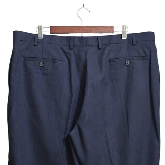 Ralph Ralph Lauren Navy Windowpane Straight Leg Cuffed Dress Pants Sz 42x29 - Picture 4 of 10
